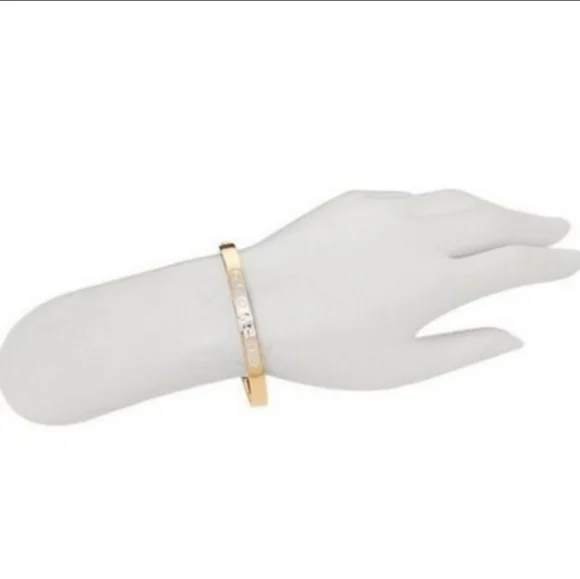 Coach Bangle Bracelet Hinged Rose Gold With Silver Coach Embossed Name Plate NWT - Picture 6 of 13